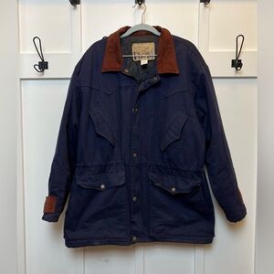 Cripple Creek Circle Size Large Heavy Work Coat Winter Blue USA Western Stains